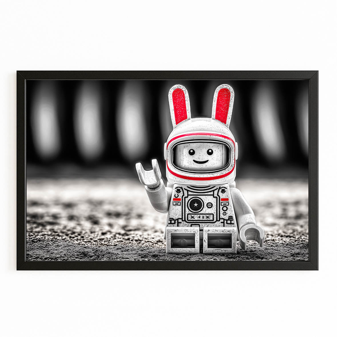 Nursery Bunny Art – with Premium Black frame on white background