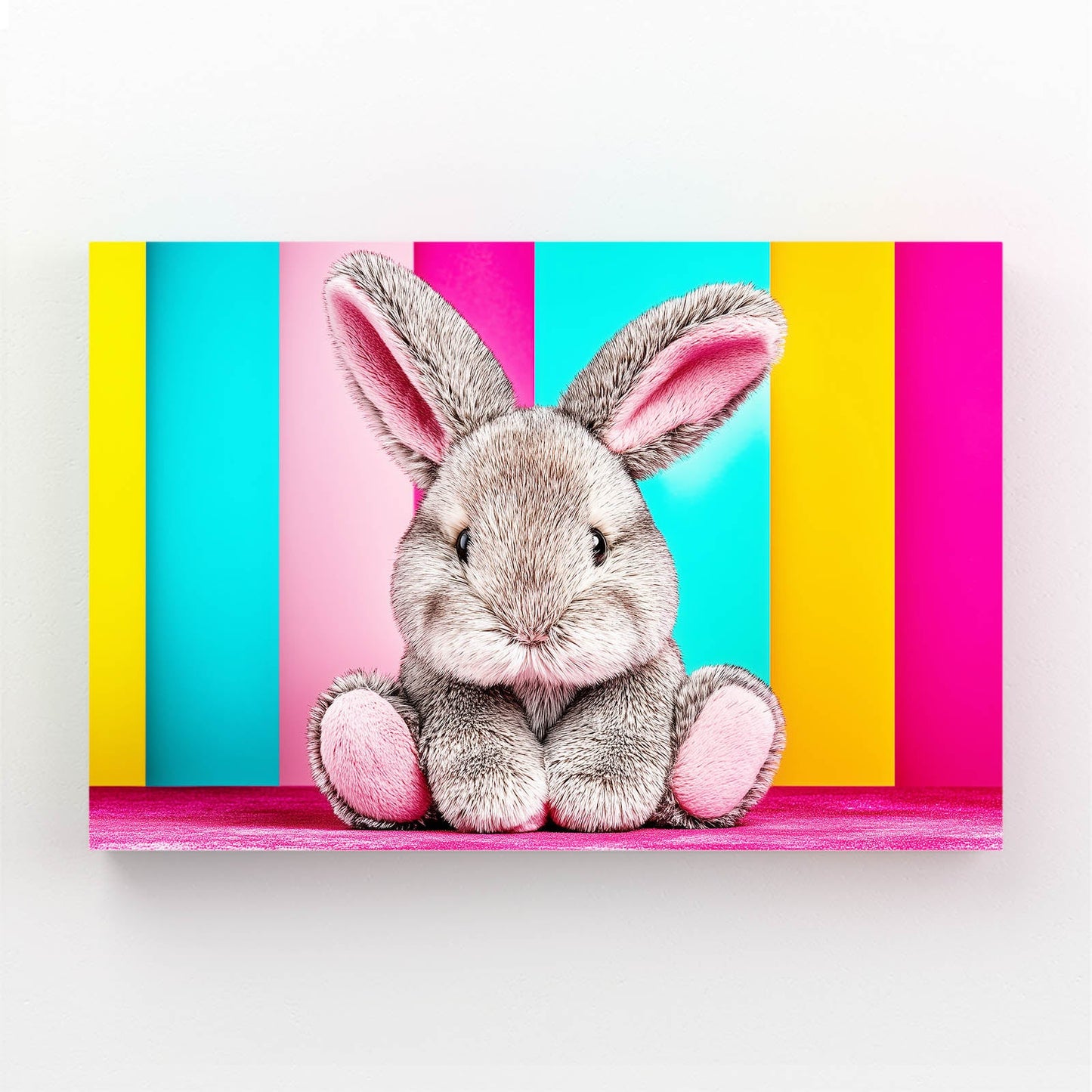 Nursery Bunny Wall Art – angled canvas view on white background