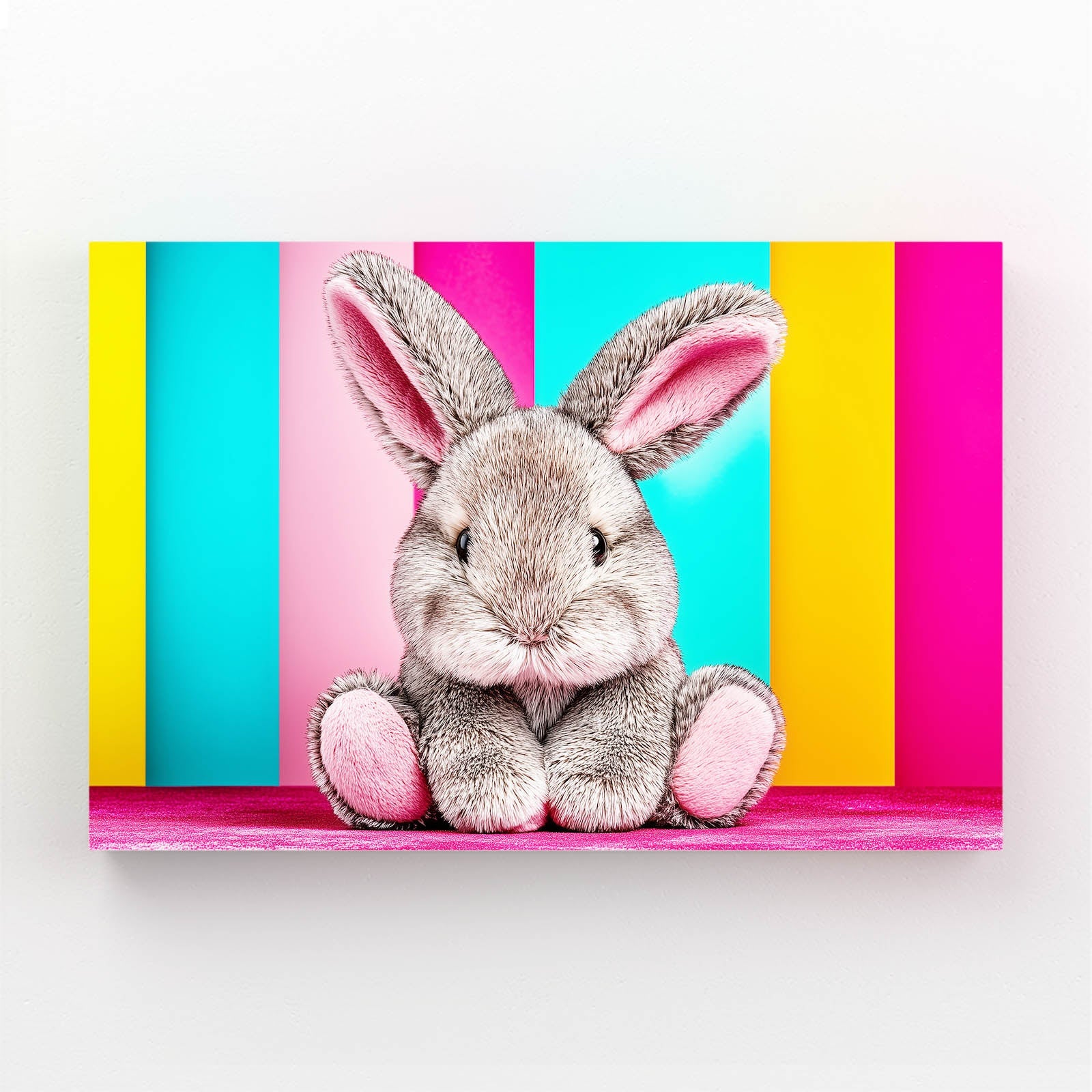 Nursery Bunny Wall Art – angled canvas view on white background
