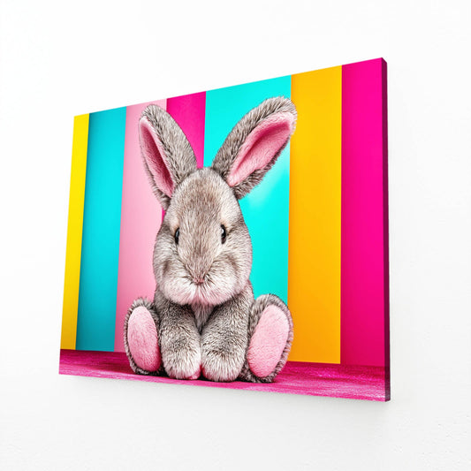 Nursery Bunny Wall Art – angled canvas view on white background