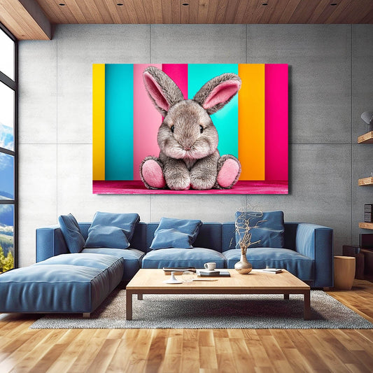 Nursery Bunny Wall Art – angled canvas view on white background
