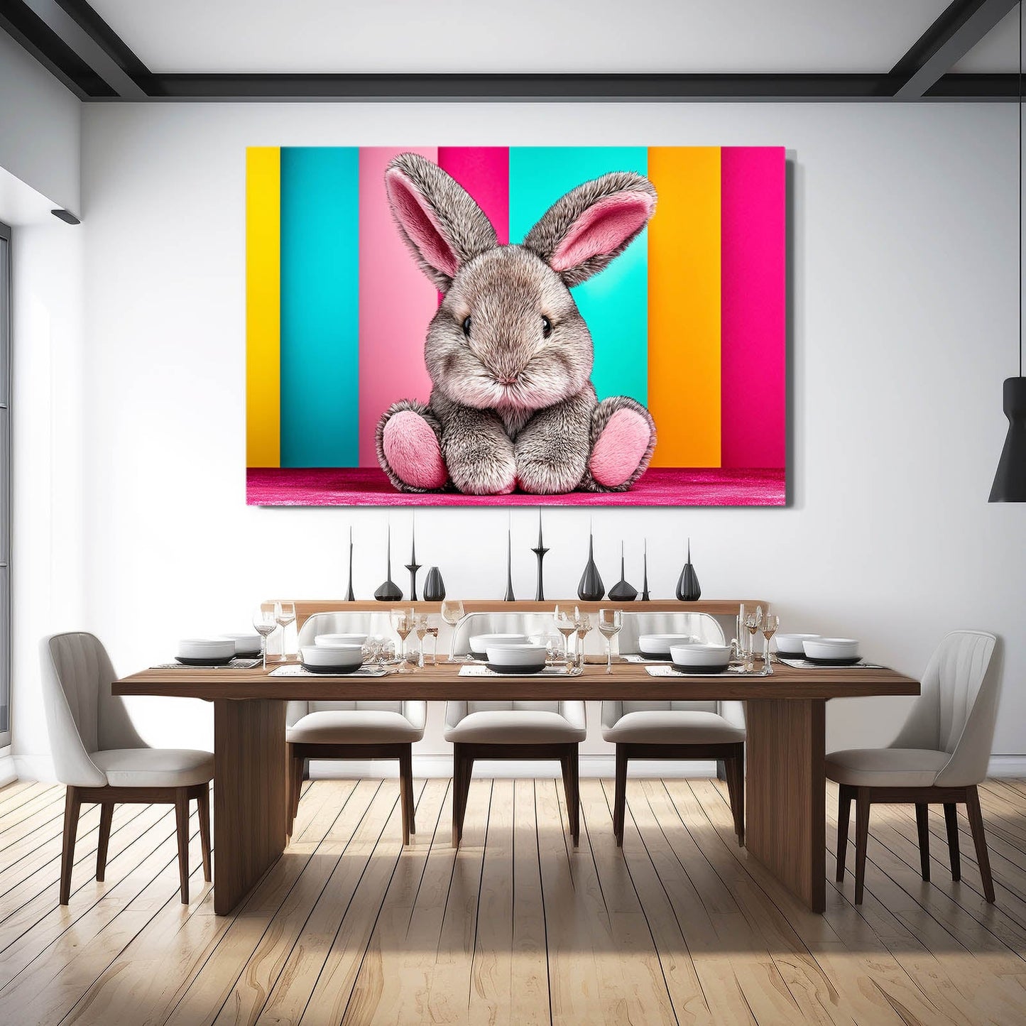Nursery Bunny Wall Art – angled canvas view on white background