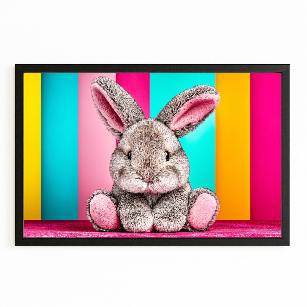 Nursery Bunny Wall Art – with Premium Black frame on white background