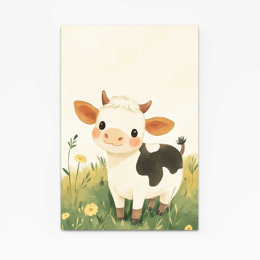 Nursery Cow Artwork – angled canvas view on white background