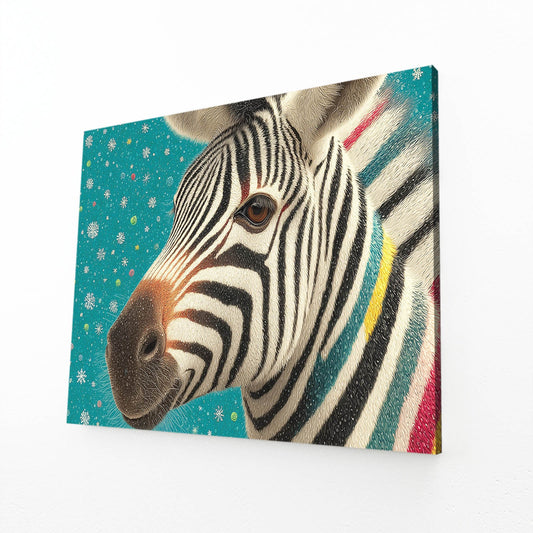 Nursery Zebra Canvas – angled canvas view on white background