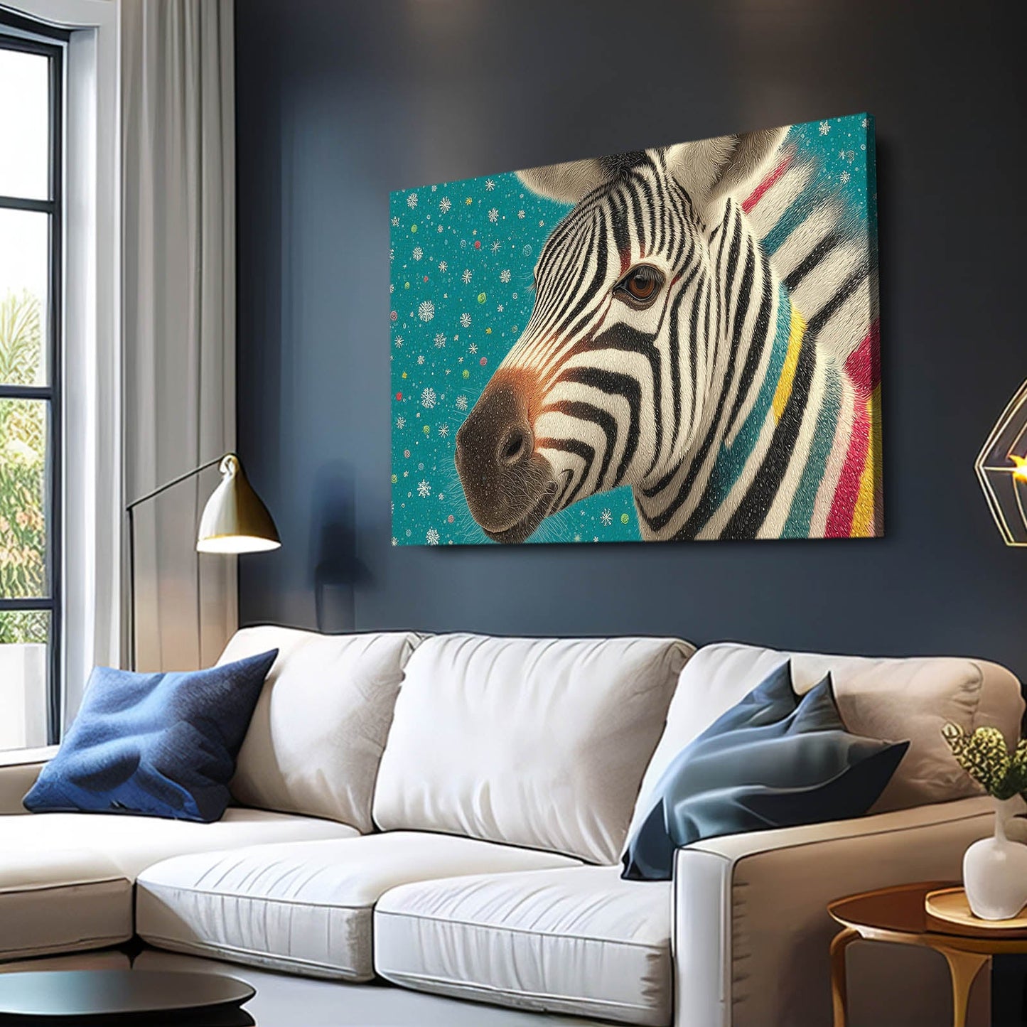 Nursery Zebra Canvas – styled in a furnished interior