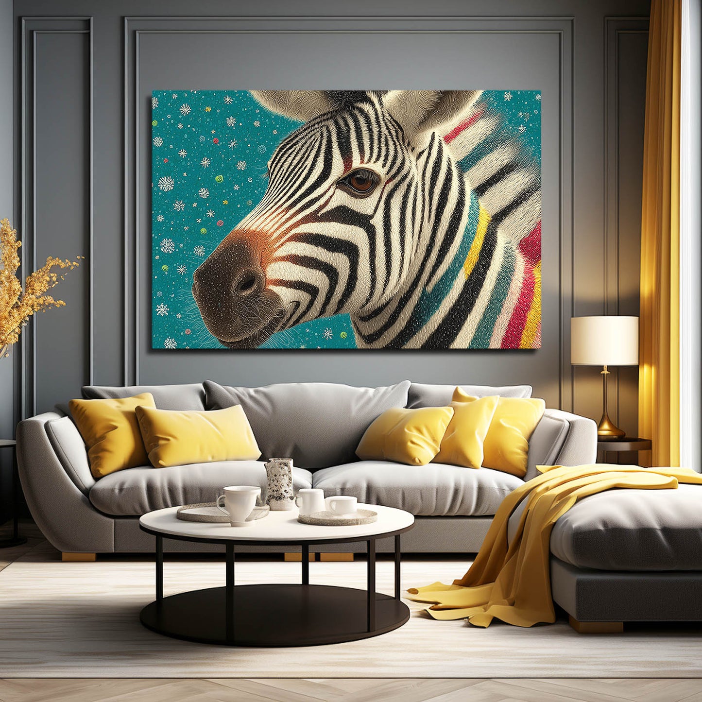 Nursery Zebra Canvas – styled in a furnished interior