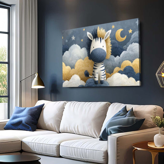 Nursery Zebra Wall Art – styled in a furnished interior