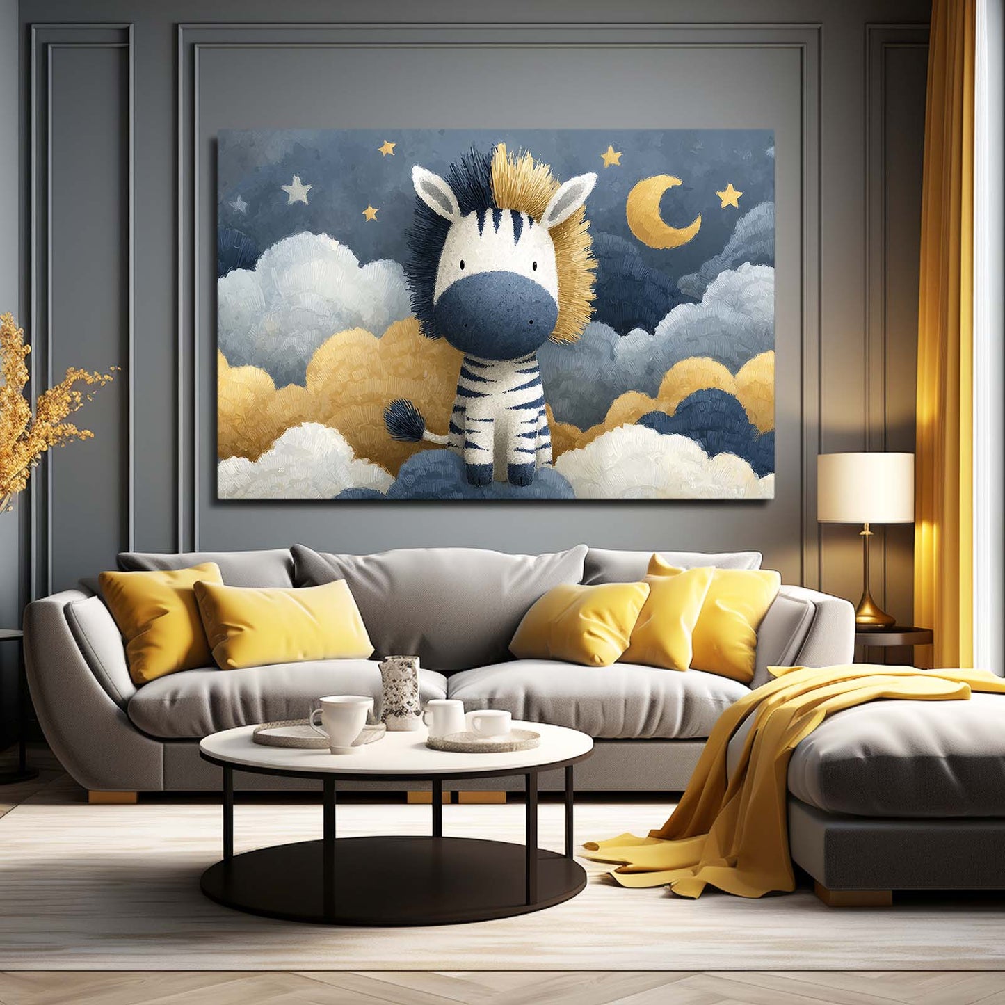 Nursery Zebra Wall Art – styled in a furnished interior