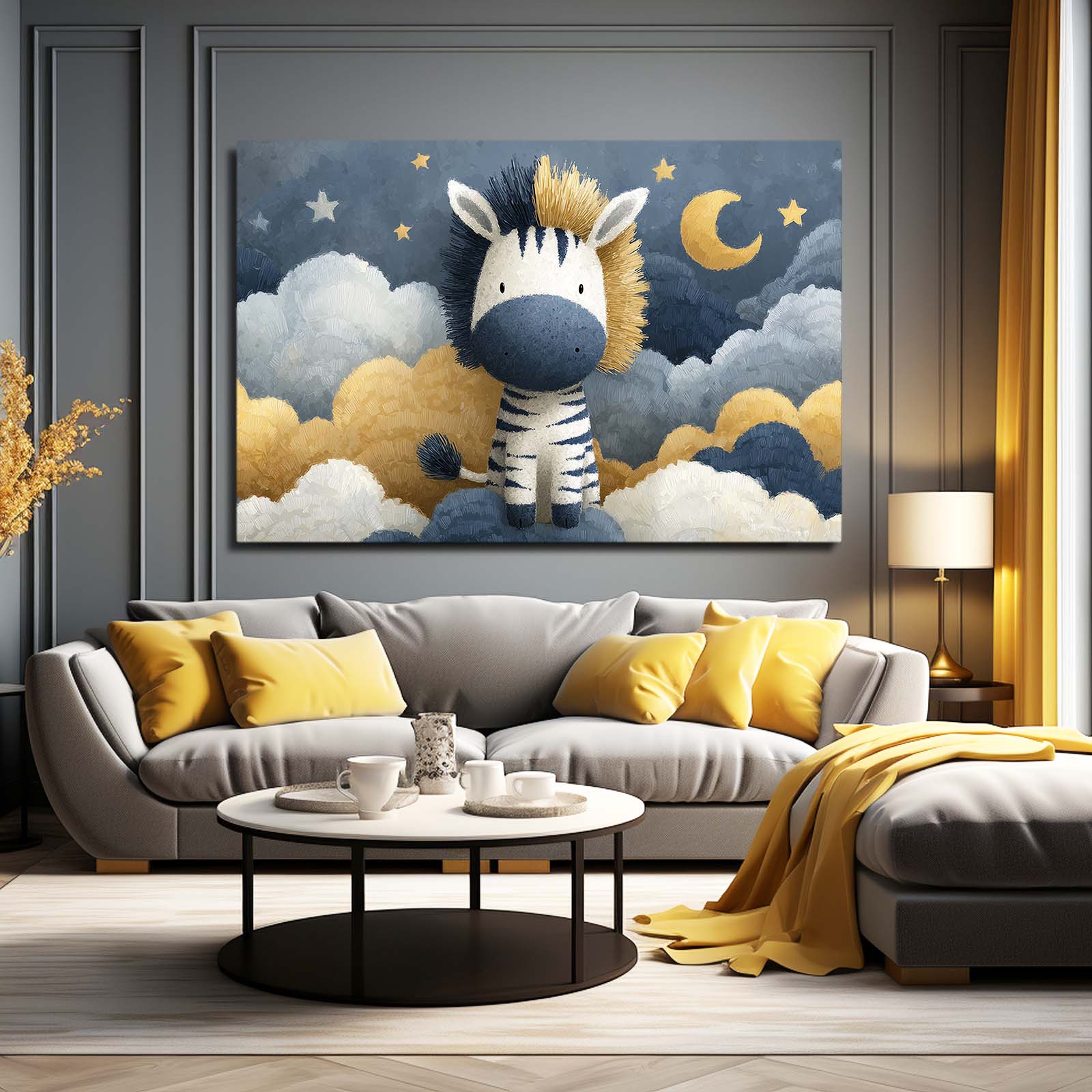 Nursery Zebra Wall Art – styled in a furnished interior