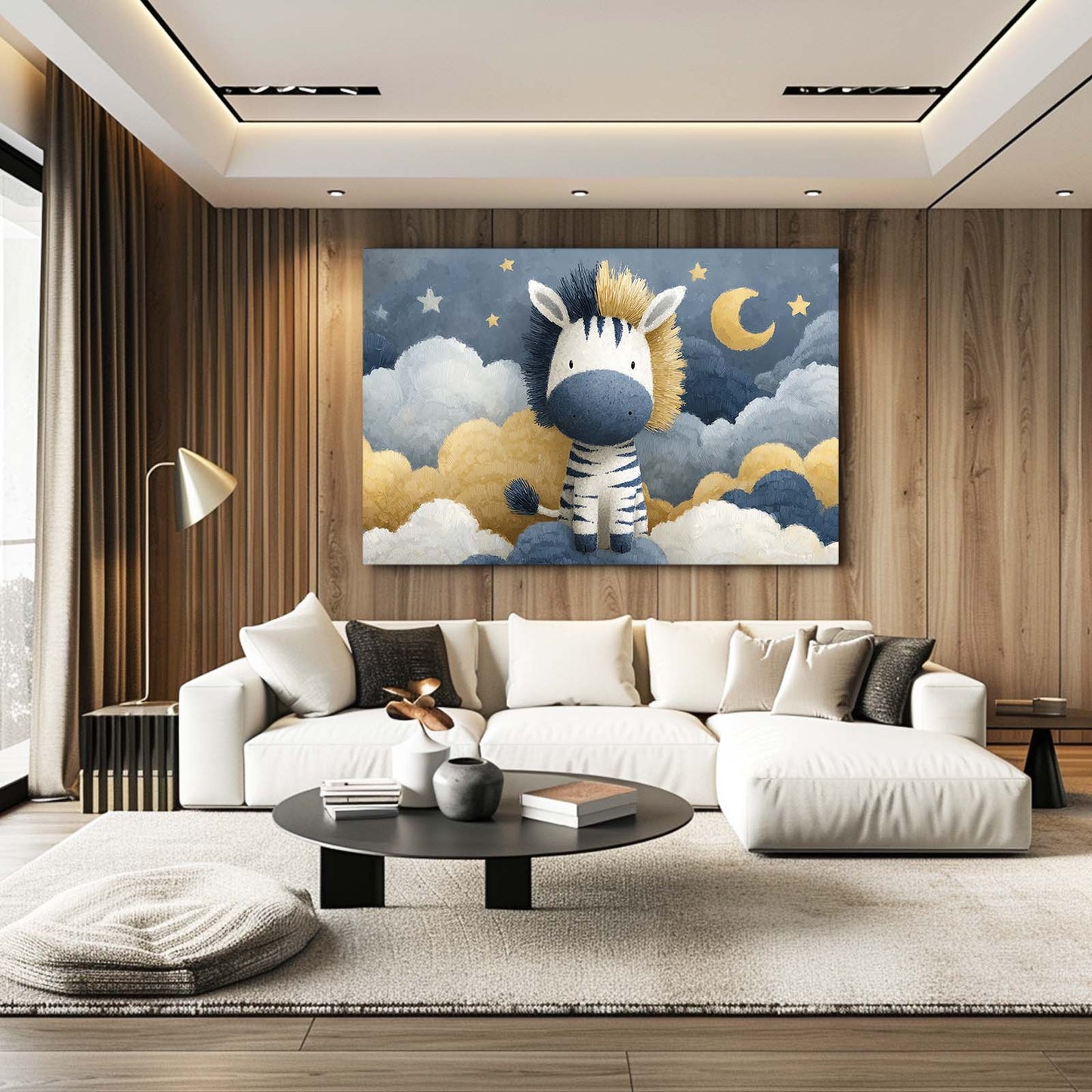 Nursery Zebra Wall Art – styled in a furnished interior