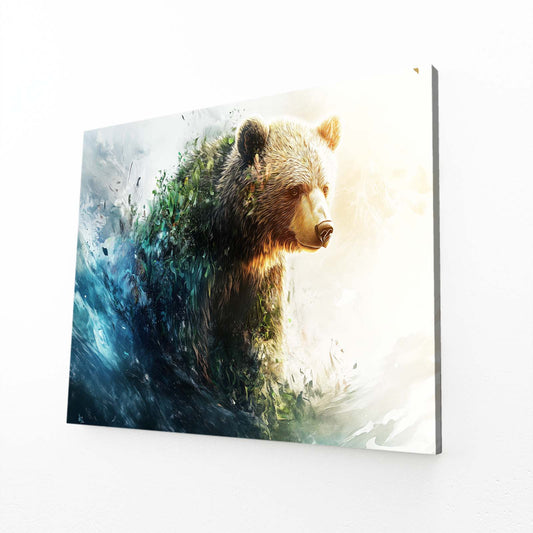 Ocean Wave Crest Bear Wall Art — contemporary canvas print, angled canvas view on white background