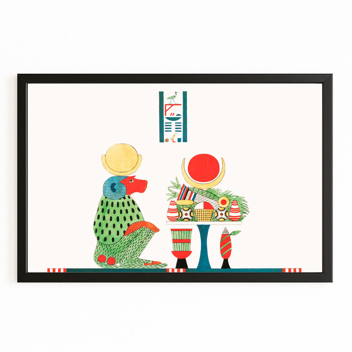 Offering Bearers Egyptian Canvas – with Premium Black frame on white background