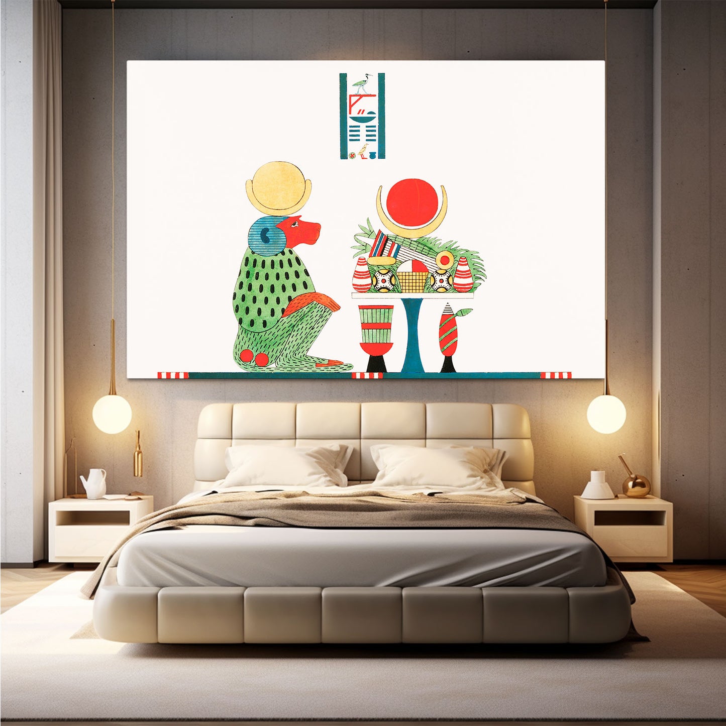 Offering Bearers Egyptian Canvas – styled in a furnished interior
