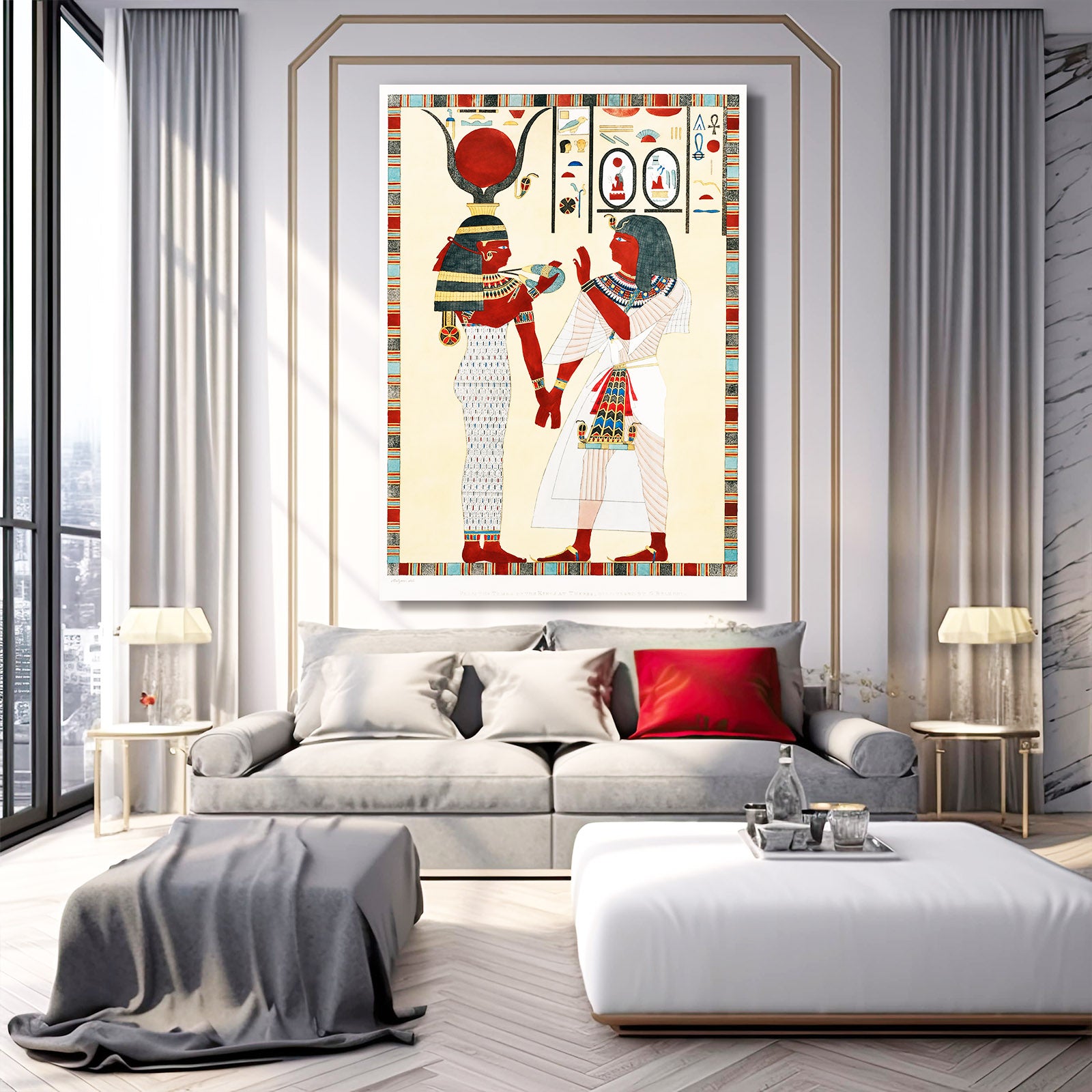 Offering Duo Illustration Egyptian Canvas – styled in a furnished interior