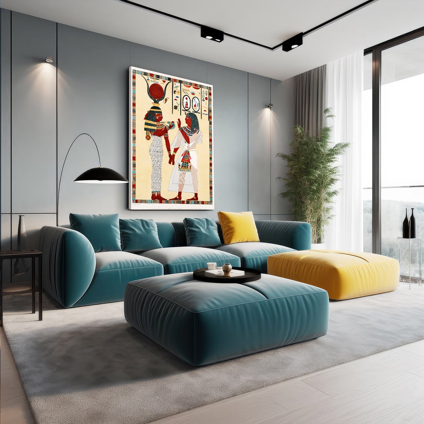 Offering Duo Illustration Egyptian Canvas – styled in a furnished interior