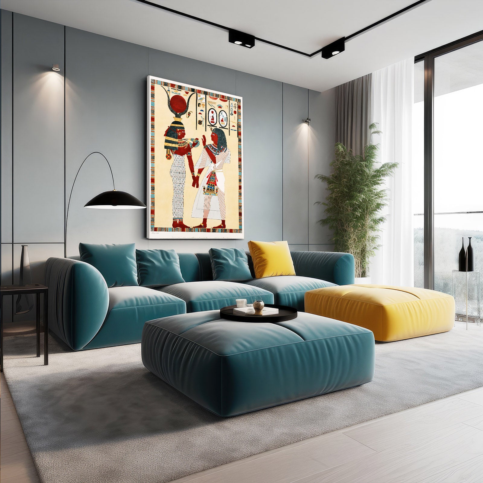 Offering Duo Illustration Egyptian Canvas – styled in a furnished interior