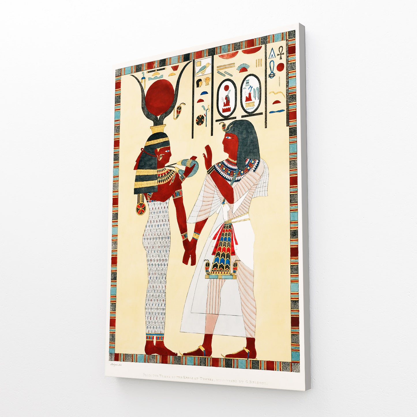 Offering Duo Illustration Egyptian Canvas – angled canvas view on white background