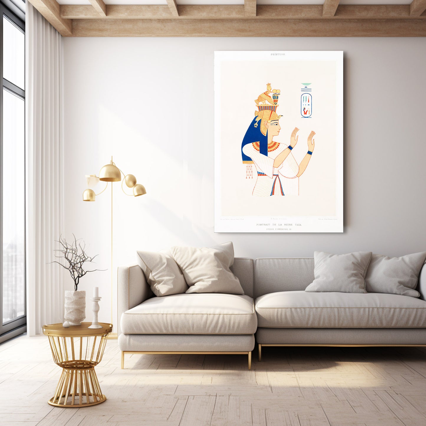 Offering Ritual Illustration Egyptian Art – styled in a furnished interior