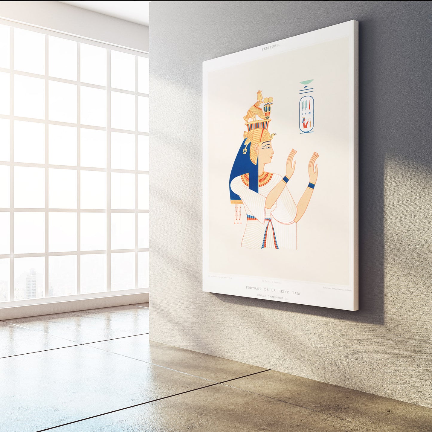 Offering Ritual Illustration Egyptian Art – styled in a furnished interior