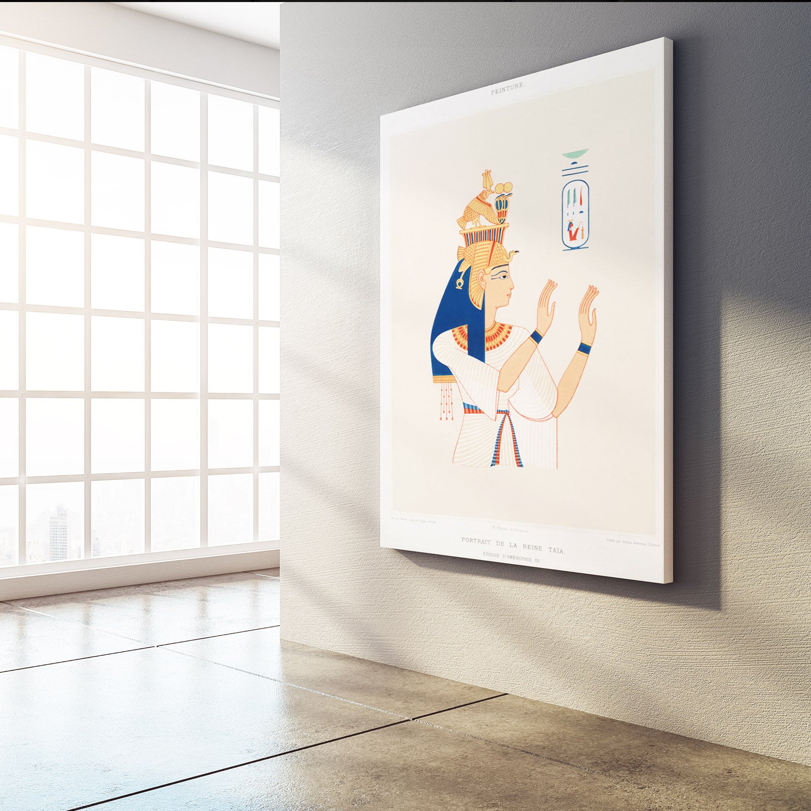Offering Ritual Illustration Egyptian Art – styled in a furnished interior