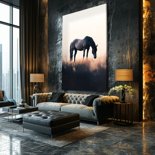 Office Horse Artwork – angled canvas view on white background