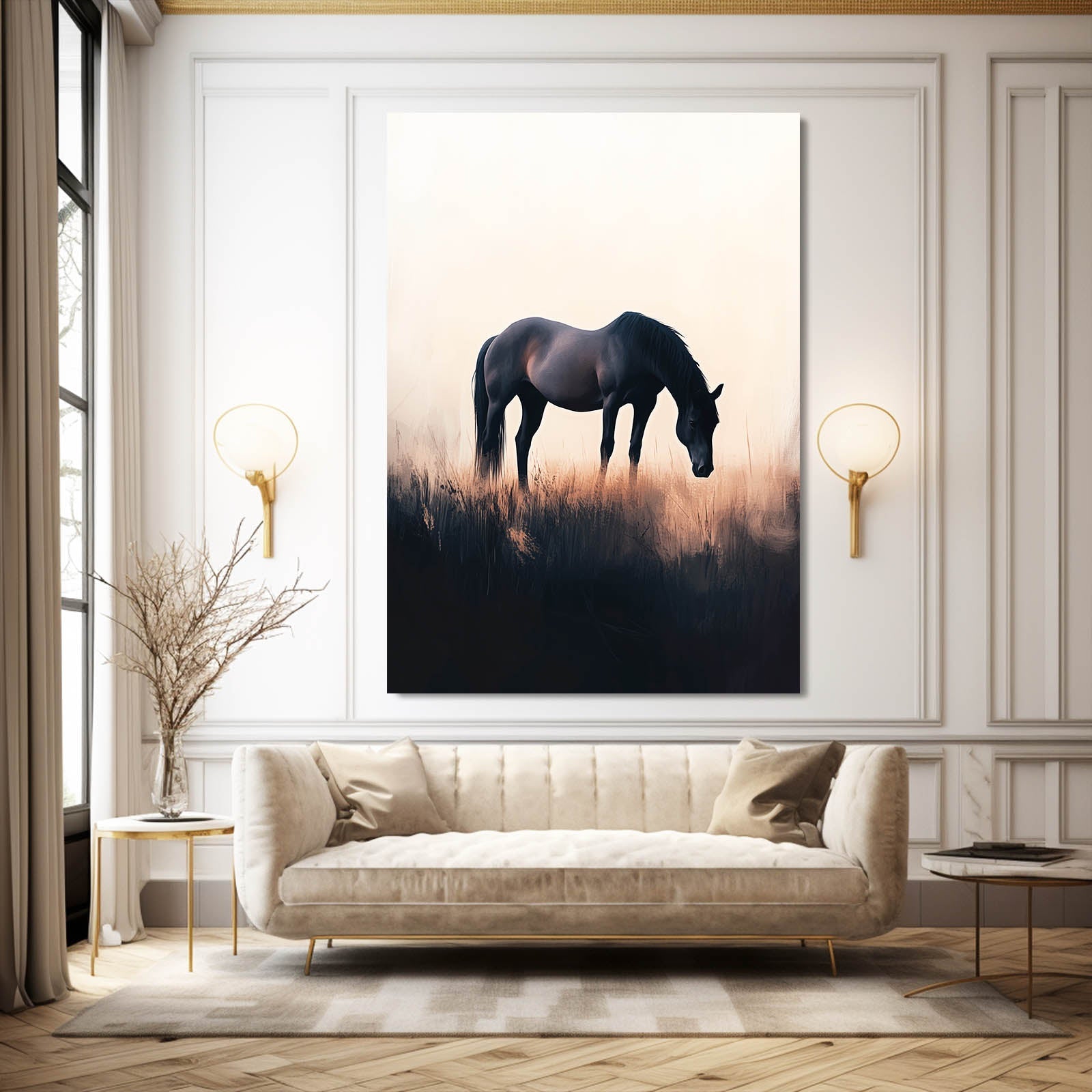 Office Horse Artwork – angled canvas view on white background