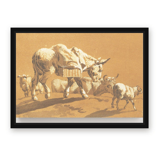 Old Cow Canvas Art – with Premium Black wood frame