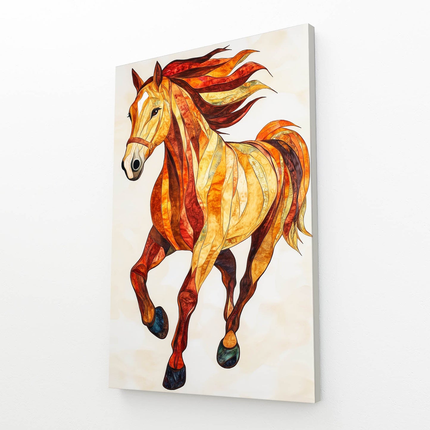 Old Horse Canvas Art – angled canvas view on white background