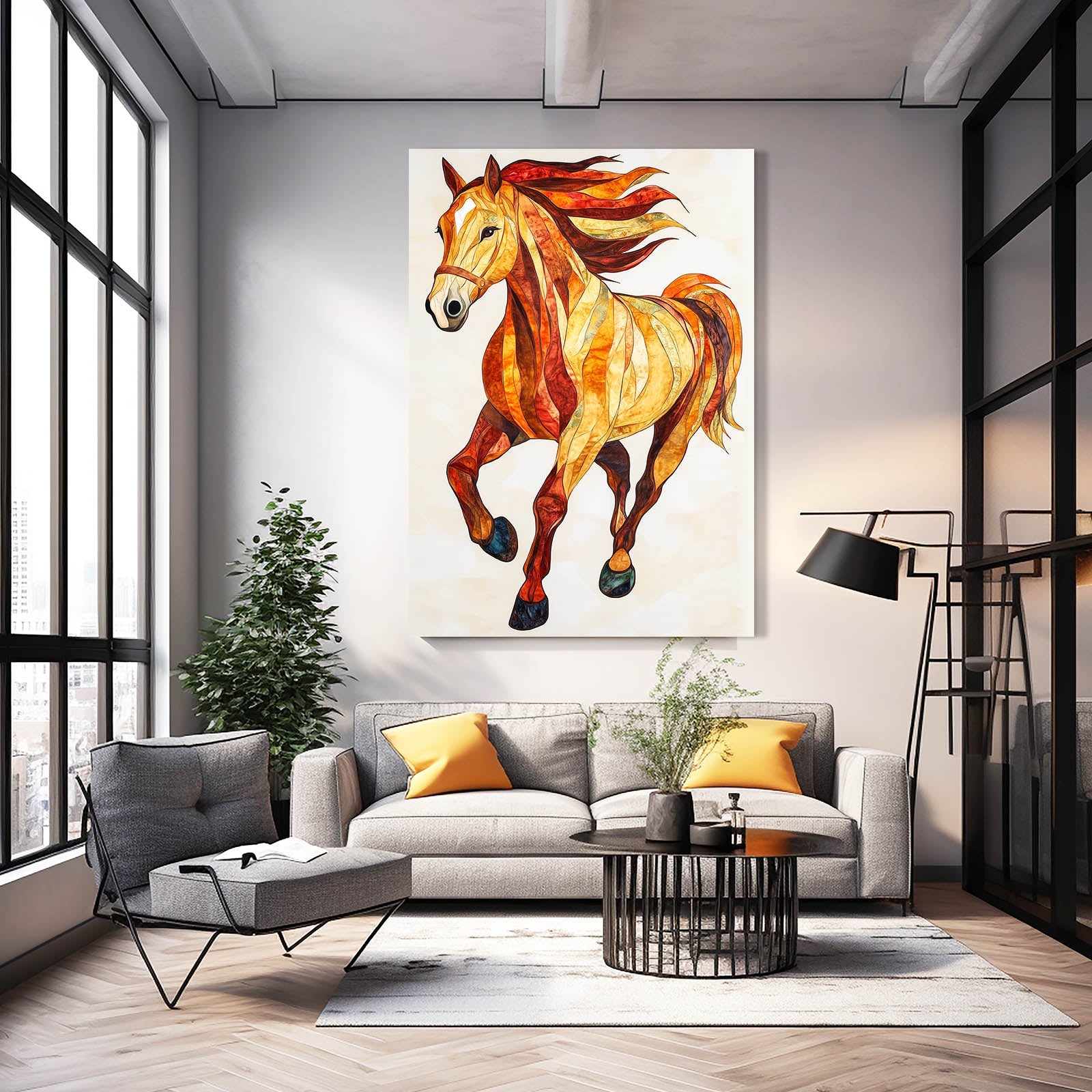 Old Horse Canvas Art – angled canvas view on white background