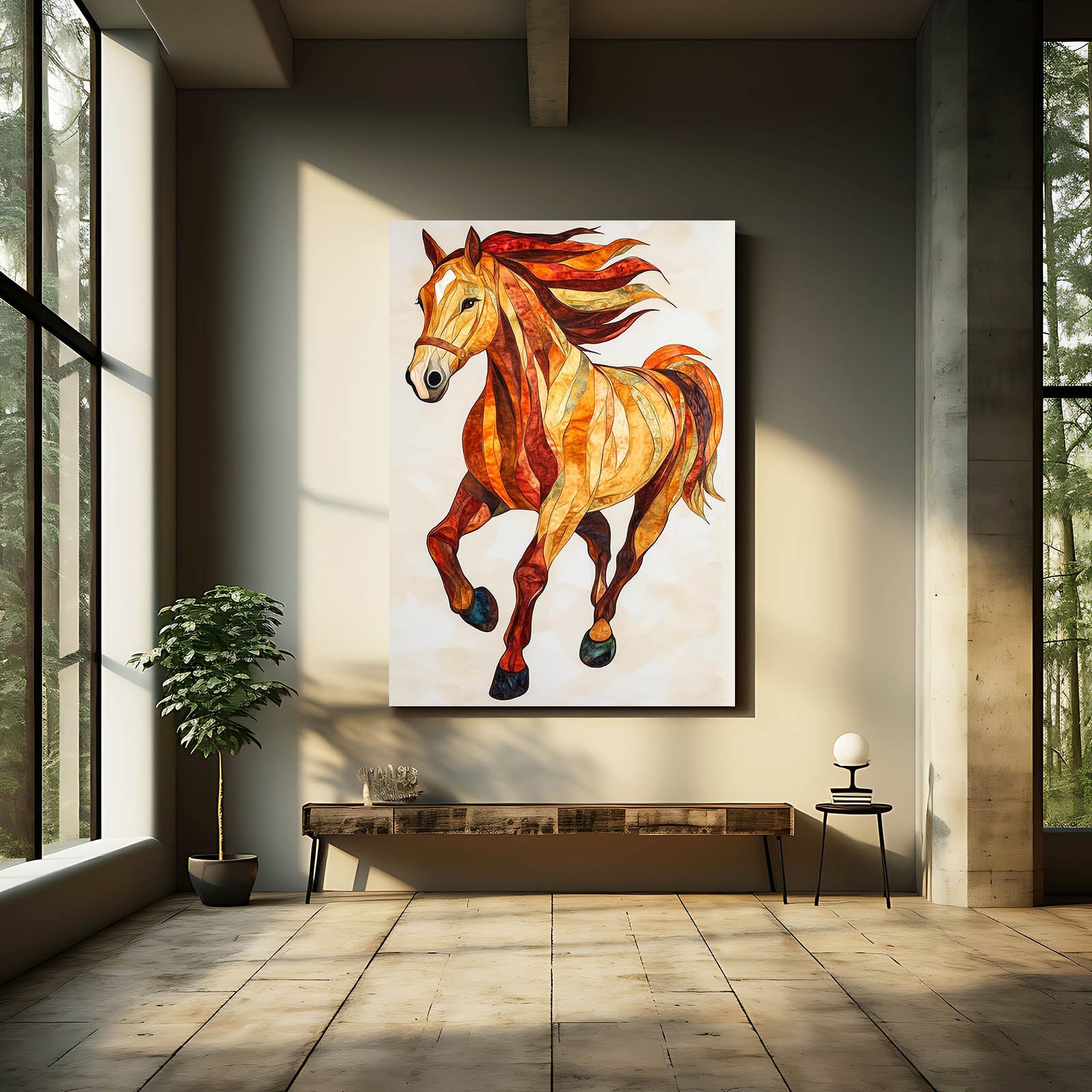 Old Horse Canvas Art – angled canvas view on white background