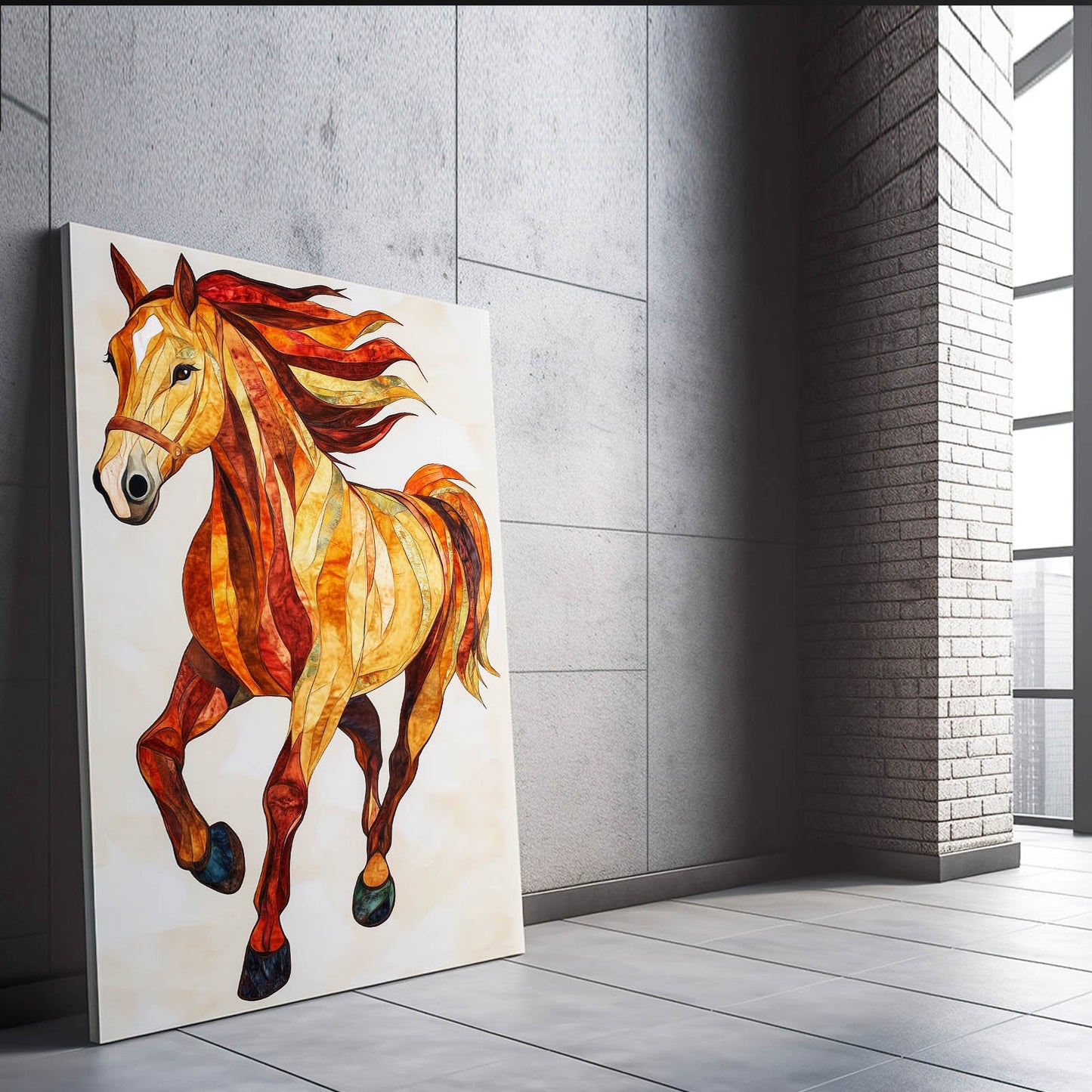 Old Horse Canvas Art – angled canvas view on white background