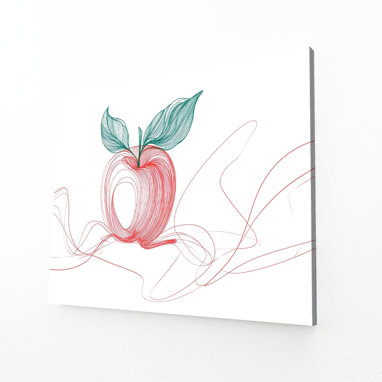 One Line Blush Apple Canvas – angled canvas view on white background