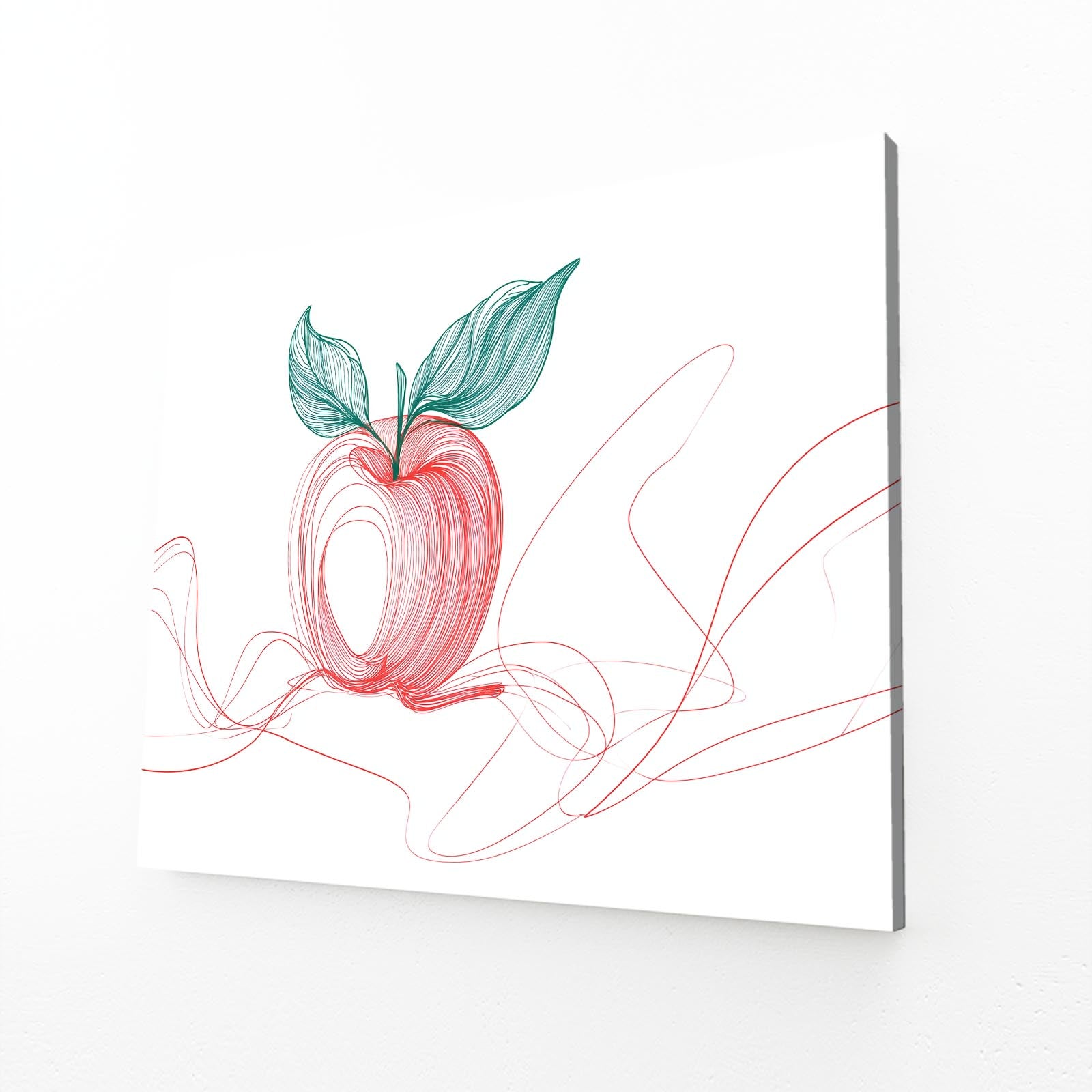 One Line Blush Apple Canvas – angled canvas view on white background