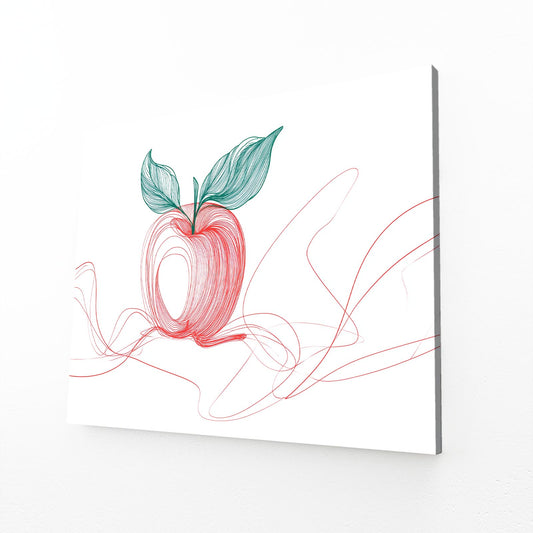 One Line Blush Apple Canvas – angled canvas view on white background