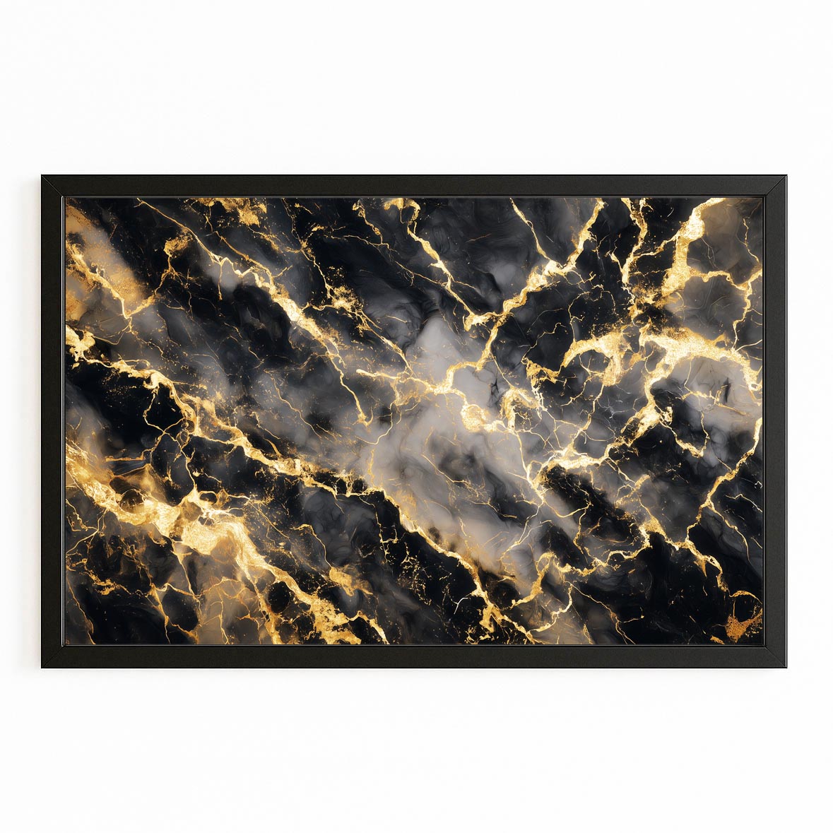 Onyx Marble Gold Canvas Art – with Premium Black frame on white background