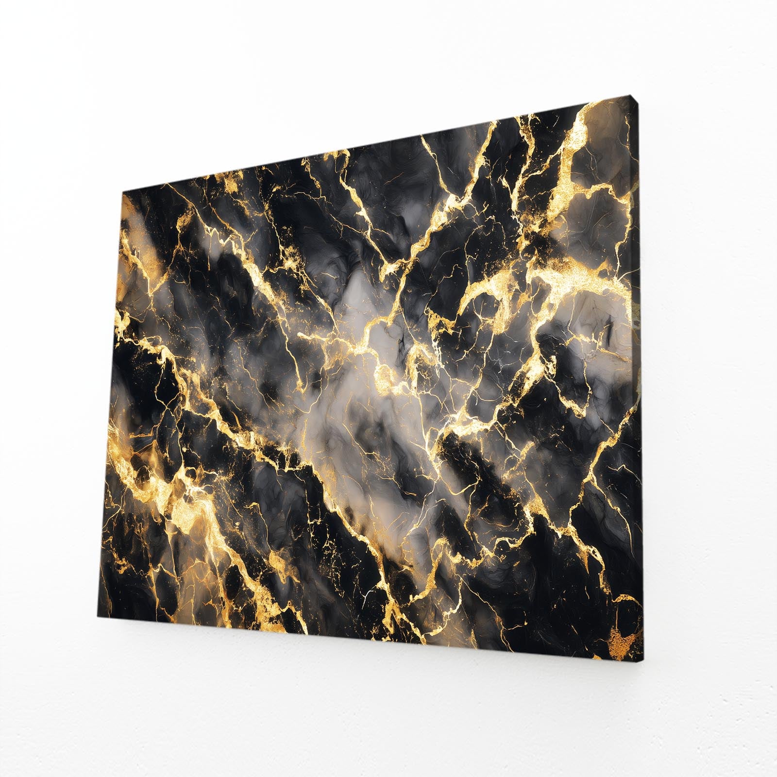 Onyx Marble Gold Canvas Art – angled canvas view on white background