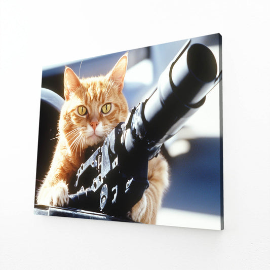 Orange Cat Pointing a Gun Wall Art