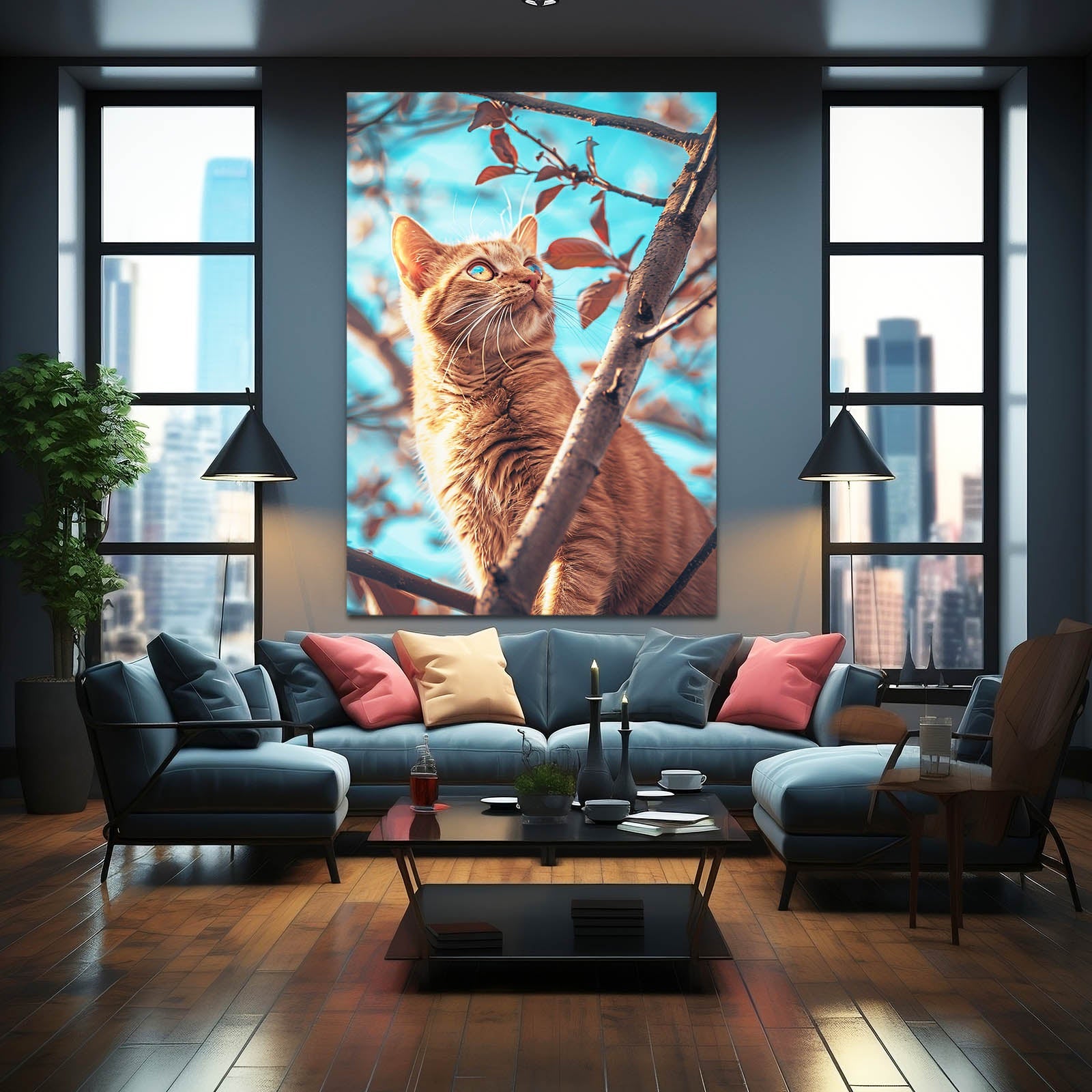 Orange Cat Wall Art Canvas