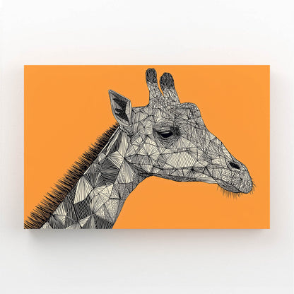 Geometric giraffe illustration on an orange background