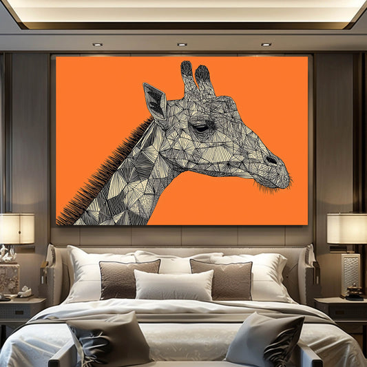 Orange Giraffe Artwork — abstract canvas print in orange tones, view 4