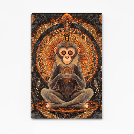 Orange Mandala Lotus Monkey Wall Decor – orange mandala lotus monkey canvas print