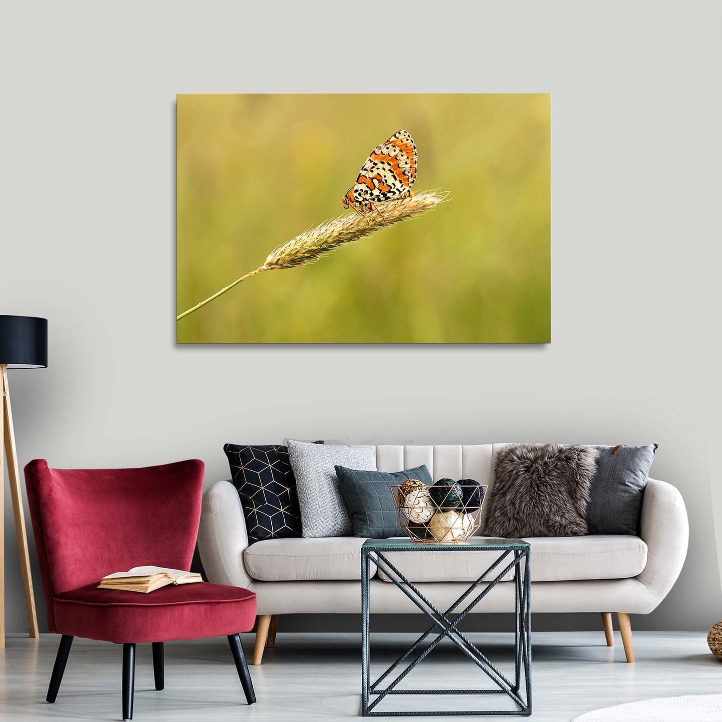 Orange Meadow Butterfly Wall Art