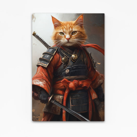 Orange Samurai Warrior Cat Wall Art