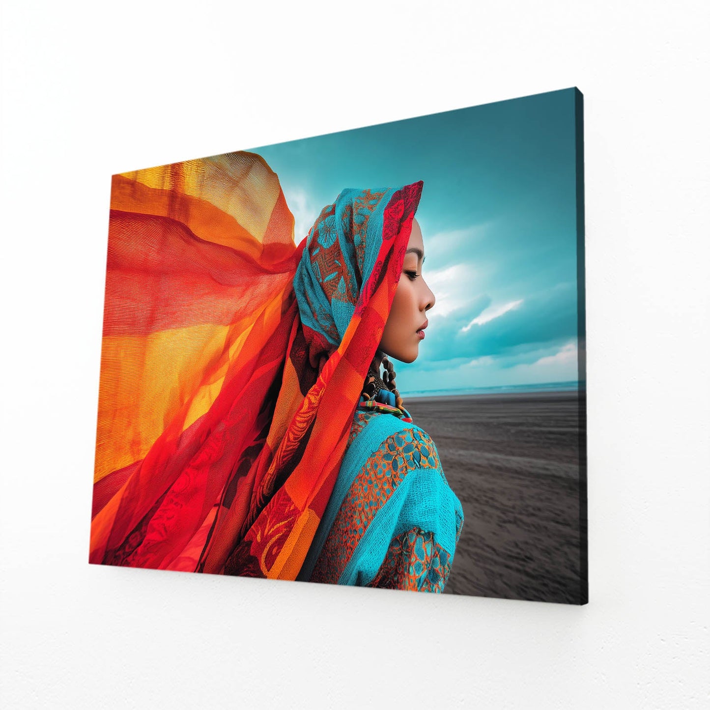 Orange Silk Modern Photography Print – angled canvas view on white background