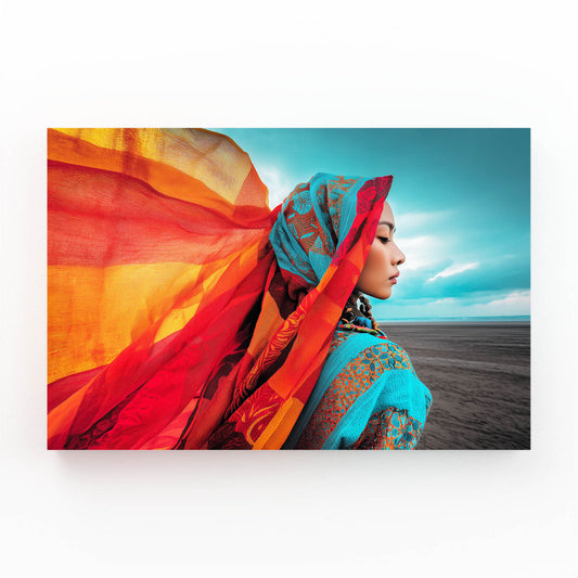 Orange Teal Scarf Portrait Photography Art – orange teal scarf portrait photography canvas print