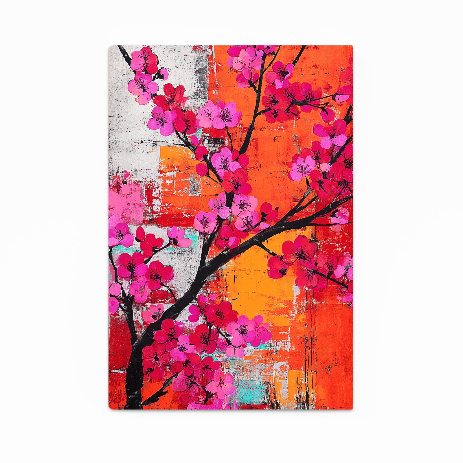Orange Wall Branch Cherry Blossom Wall Decor – orange wall branch cherry blossom canvas print
