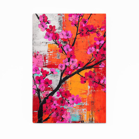 Orange Wall Branch Cherry Blossom Wall Decor – orange wall branch cherry blossom canvas print