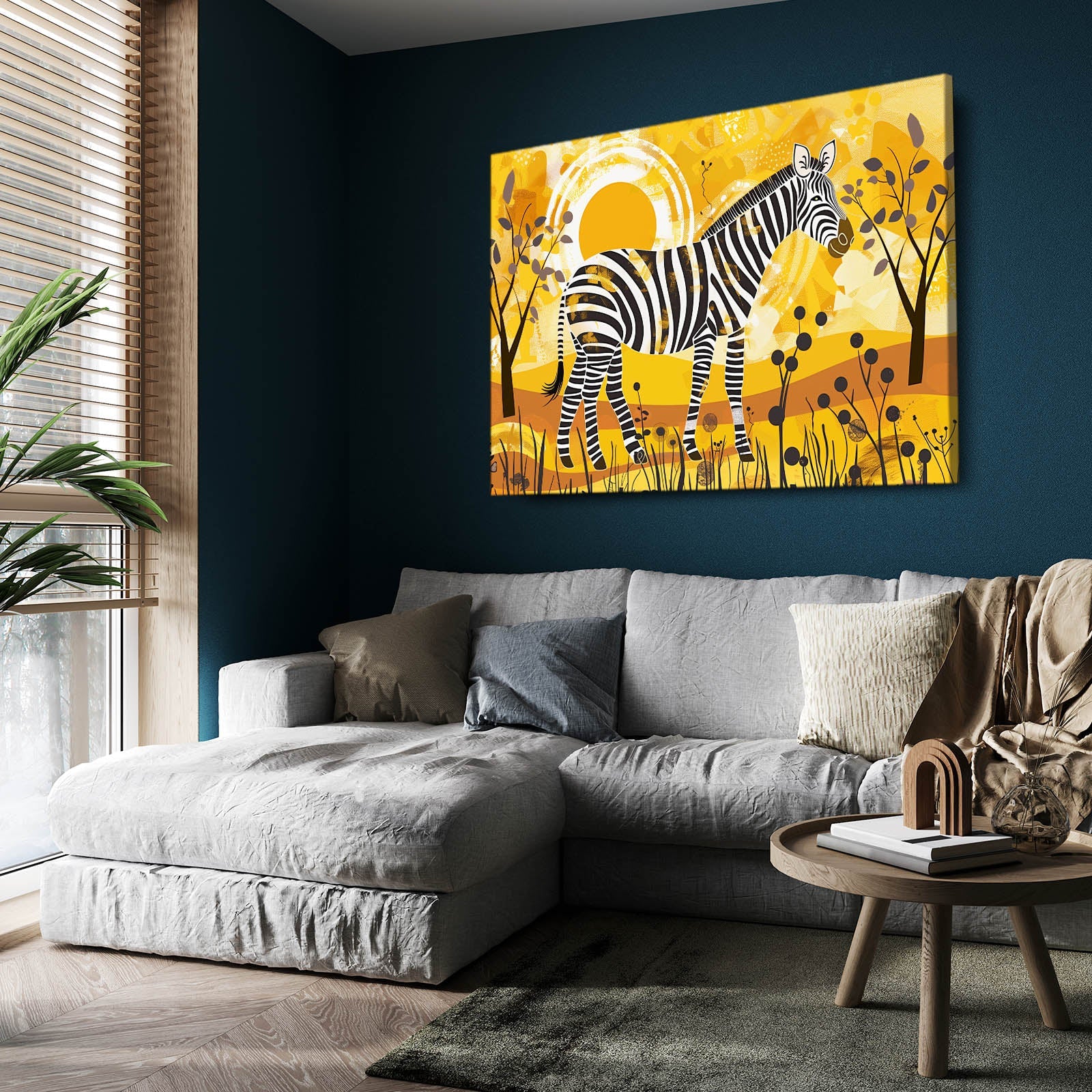 Orange Zebra Art – styled in a furnished interior