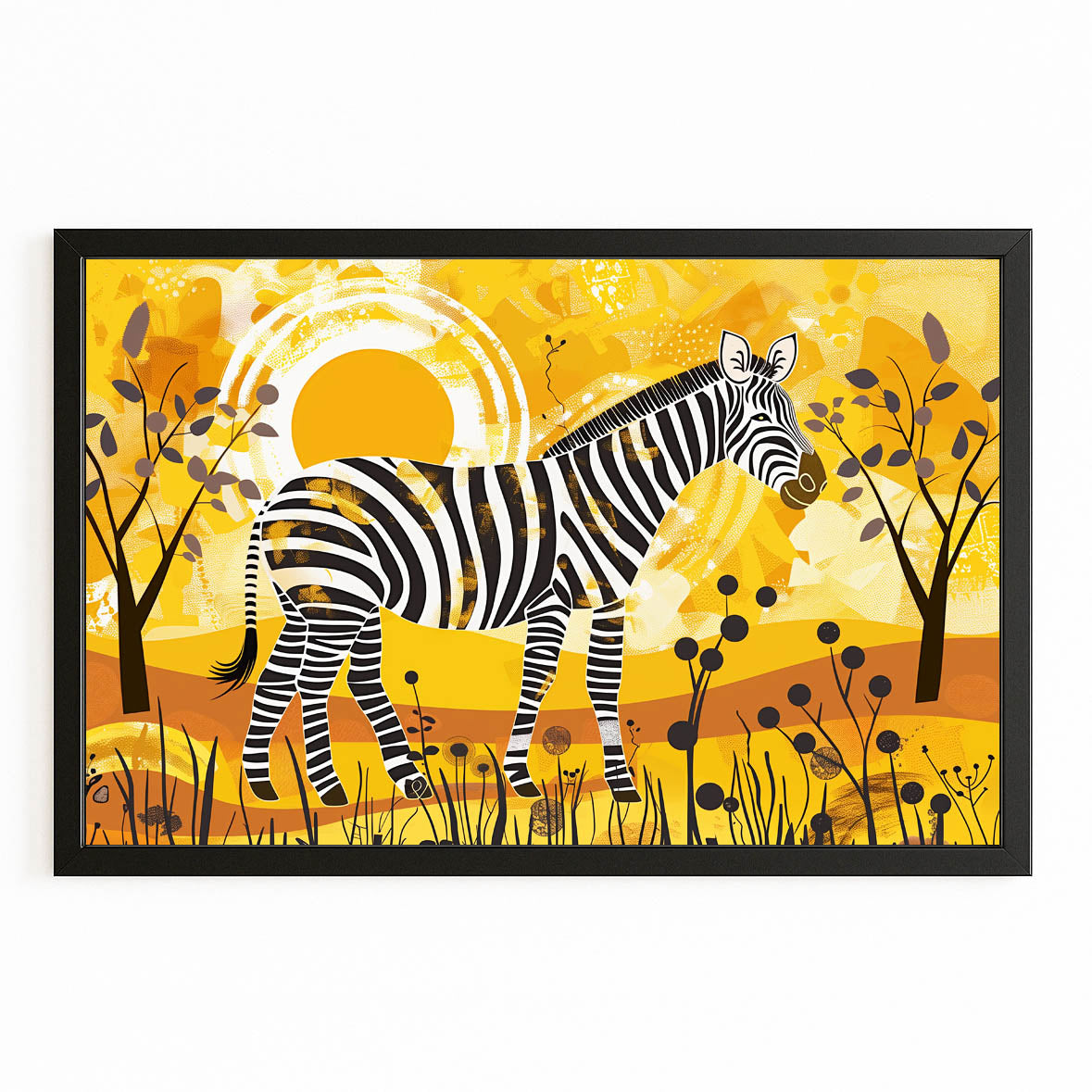 Orange Zebra Art – with Premium Black frame on white background